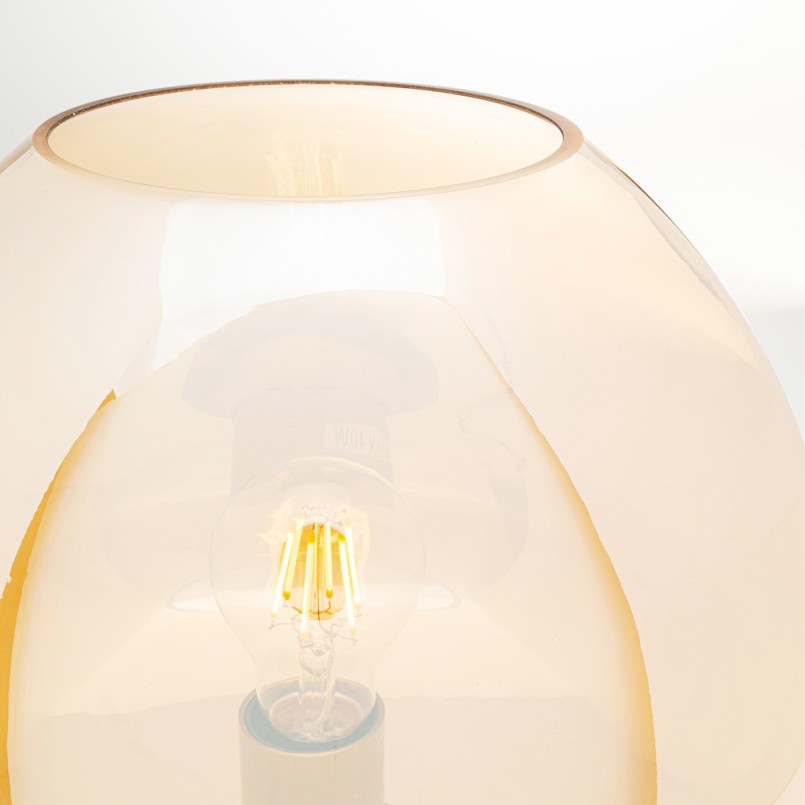 Lamp in amber glass and gold-plated steel - Sphere - Kare Design