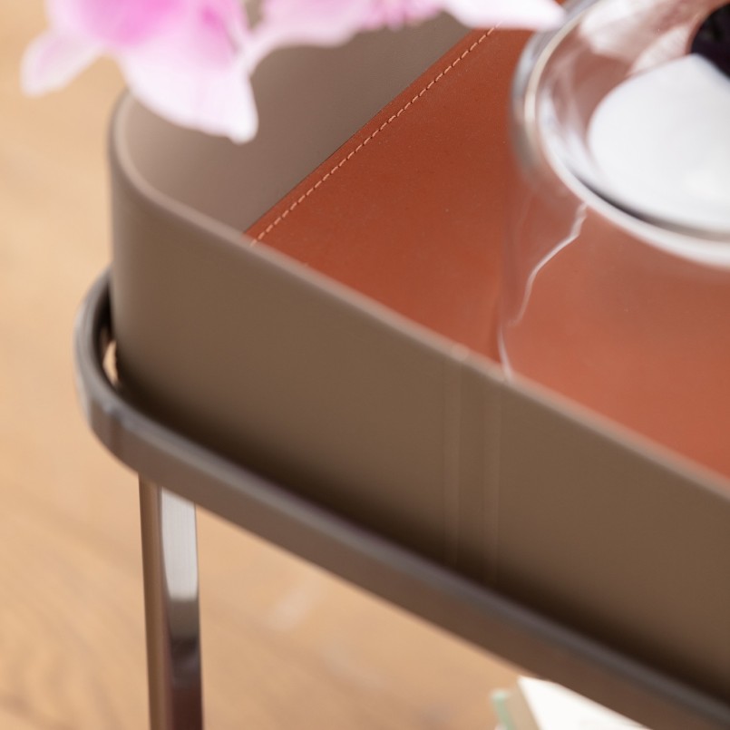 Desserte en acier et simili cuir - Tango - Kare Design