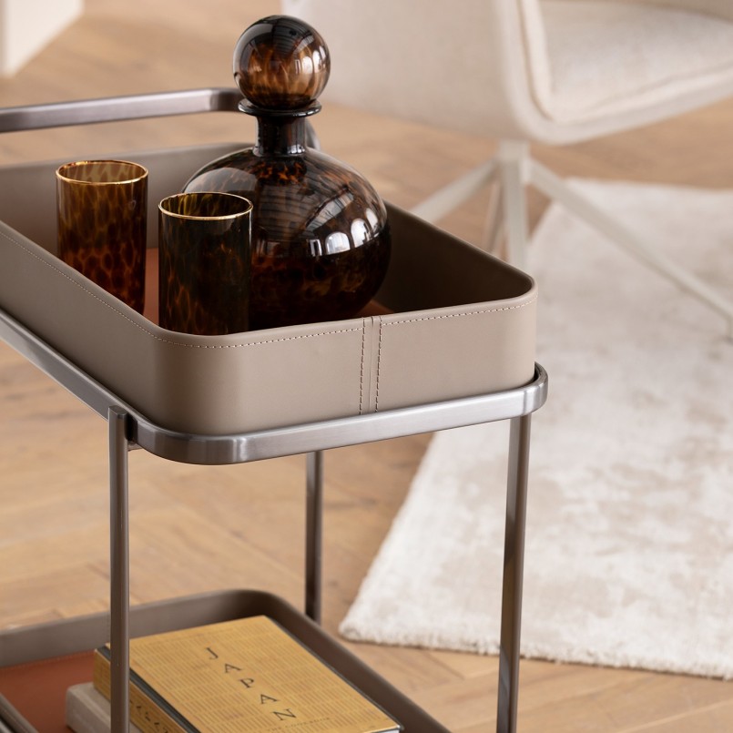 Desserte en acier et simili cuir - Tango - Kare Design