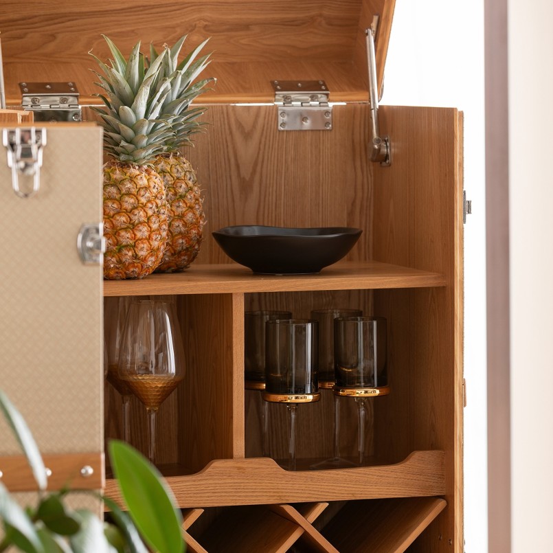 Bar-coffre en simili tressé beige - Venezia - Kare Design