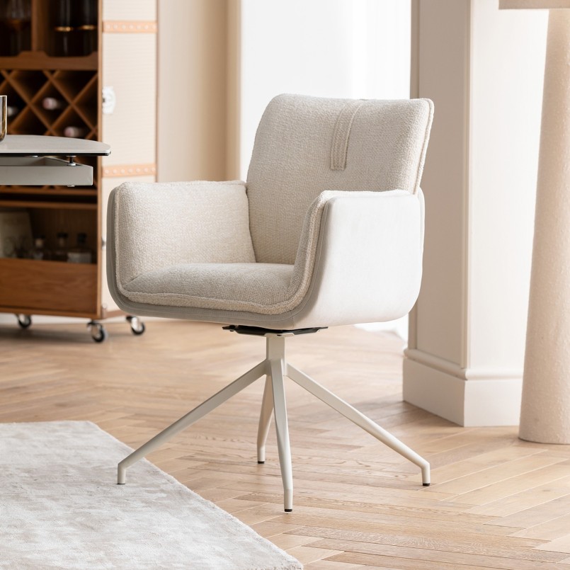 Chaise avec accoudoirs pivotante crème - Hilla - Kare Design