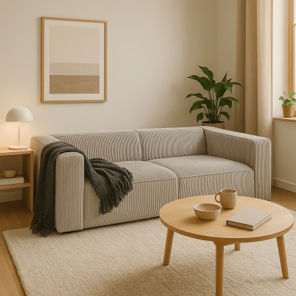 Canapé Cubetto 3 places Cord gris clair Kare Design