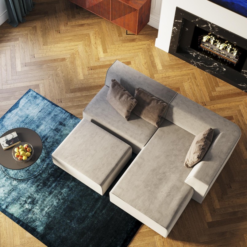 Contemporary right corner sofa grey - Infinity Boston - Kare Design