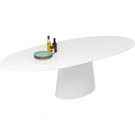Table à rallonge Benvenuto ovale blanc verni Kare Design