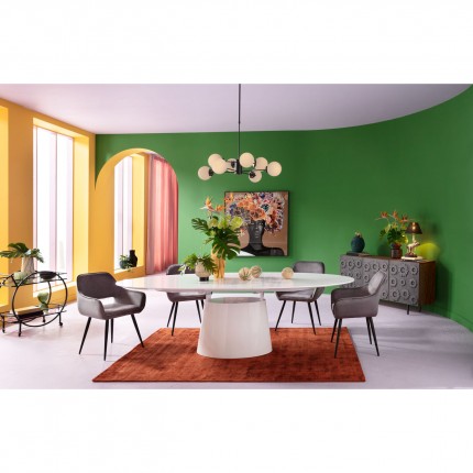 Table à rallonge Benvenuto ovale blanc verni Kare Design