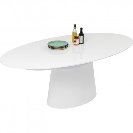 Table à rallonge Benvenuto ovale blanc verni Kare Design