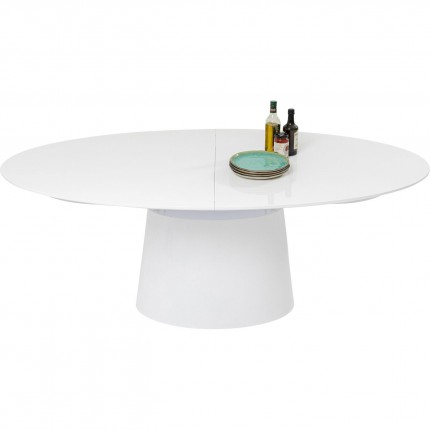 Table à rallonge Benvenuto ovale blanc verni Kare Design