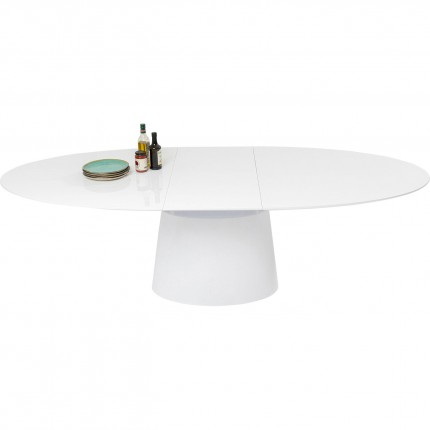 Table à rallonge Benvenuto ovale blanc verni Kare Design