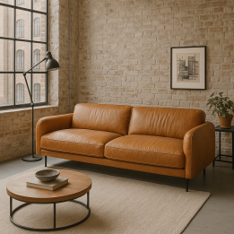 Vintage light brown leather sofa - Calgary - Kare Design