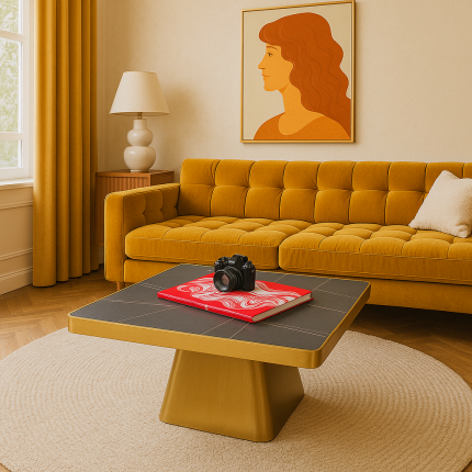 Table basse Miler dorée et noire 80x80cm Kare Design