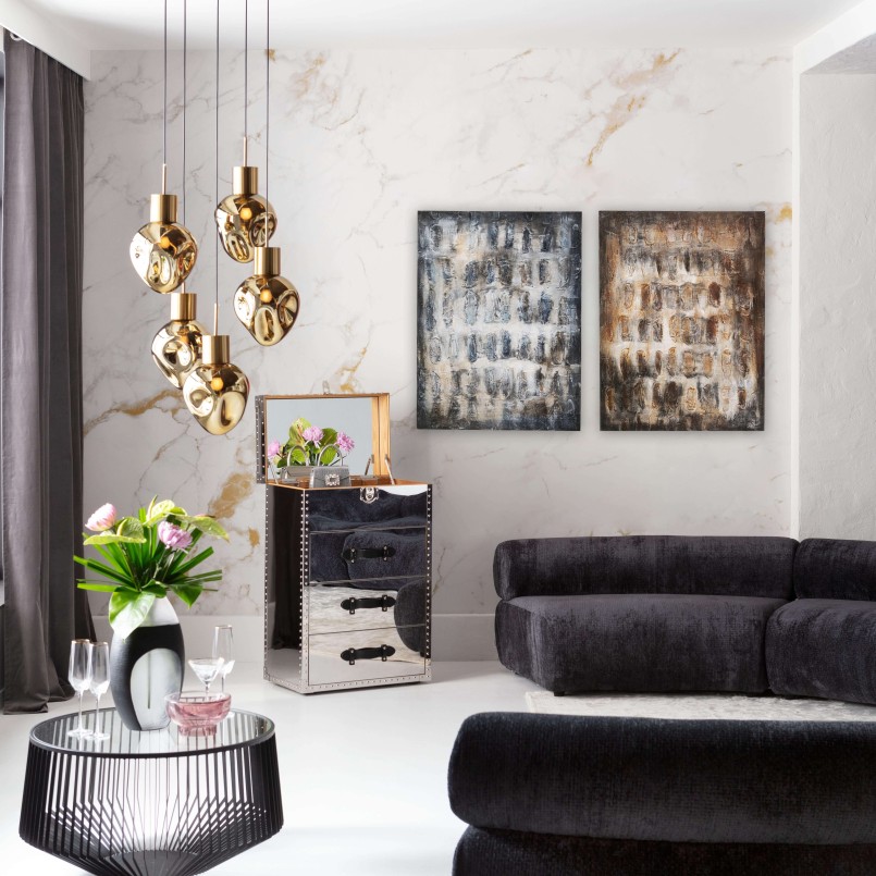 Peinture abstraite texturée marron et beige - Shadows - Kare Design