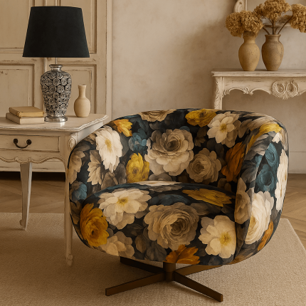 Fauteuil pivotant Pivoines jaunes Kare Design
