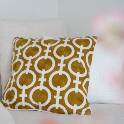 Coussin Catena Chain jaune et blanc Kare Design
