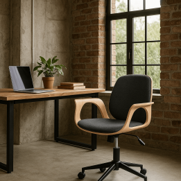 Chaise de bureau pivotante noire et peuplier - Patron - Kare Design