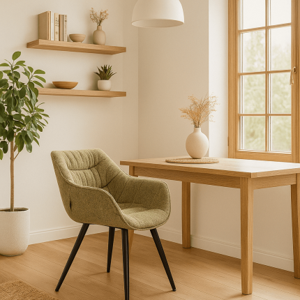 Chaise avec accoudoirs Thelma Melange verte Kare Design