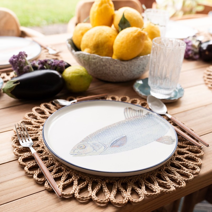 Assiettes en grès poissons rouges et bleus - Kare Design