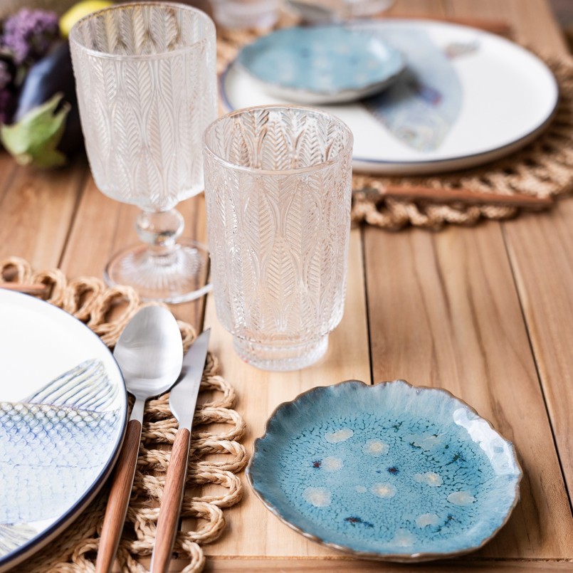 Assiettes en grès poissons rouges et bleus - Kare Design