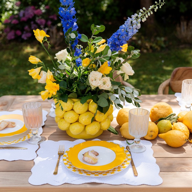 Assiettes creuses jaunes et blanches - Harlequin - Kare Design