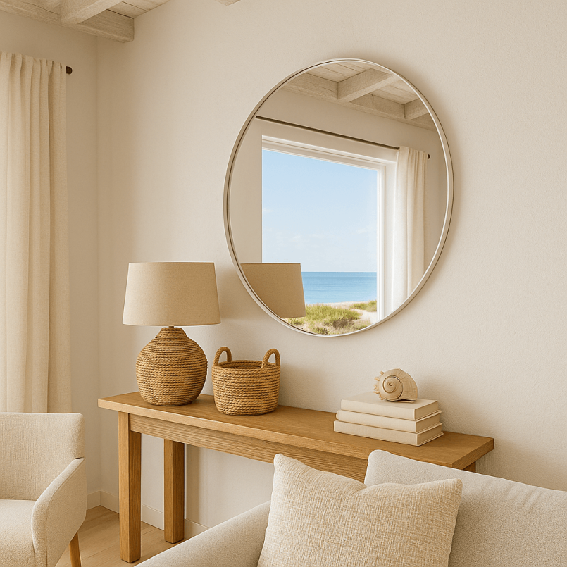 Miroir beige rond - Curve - Kare Design