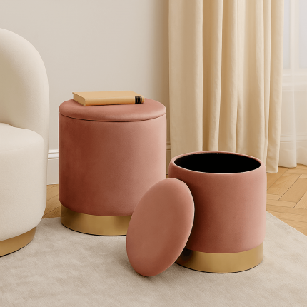 Stool trunk Cherry Mauve Brass (2/Set) Kare Design Stool trunk Cherry Mauve Brass (2/Set) Kare Design
