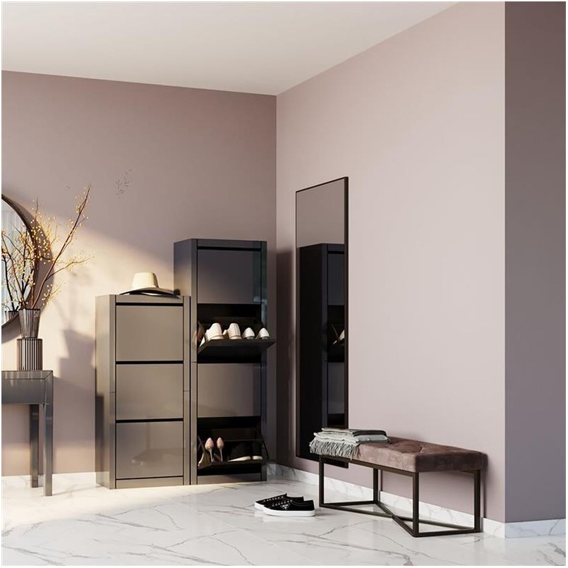 Miroir mural rectangulaire en aluminium noir 180x160cm - Modèle Bella