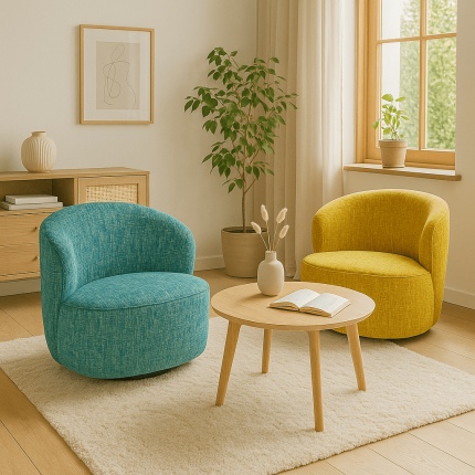 Fauteuil pivotant Ellie bleu clair Kare Design