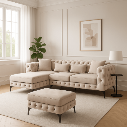 Pouf Bellissima velours beige Kare Design Pouf Bellissima velours beige Kare Design