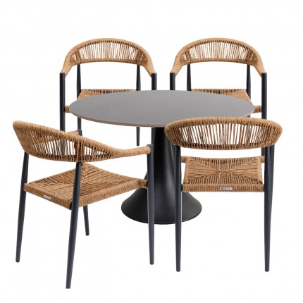 Ensemble de jardin Possibilita table 120cm et 4 chaises nature Kare Design