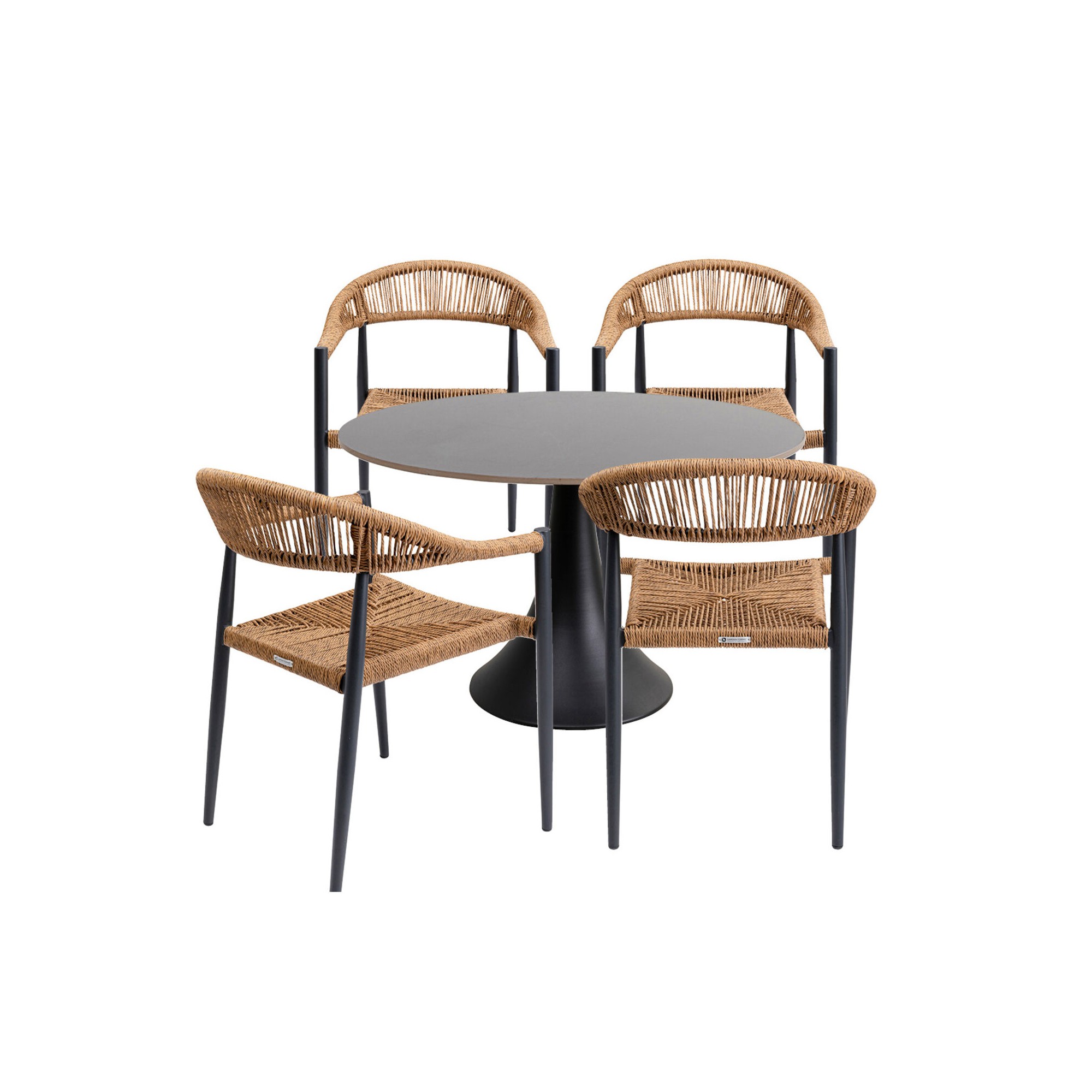 Ensemble de jardin Possibilita table 120cm et 4 chaises nature Kare Design