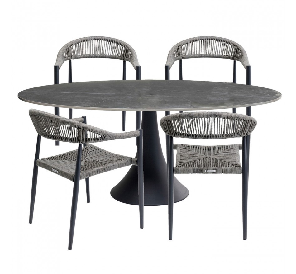 Ensemble de jardin Possibilita table 180cm et 4 chaises grises Kare Design Ensemble de jardin Possibilita table 180cm et 4 chaises grises Kare Design