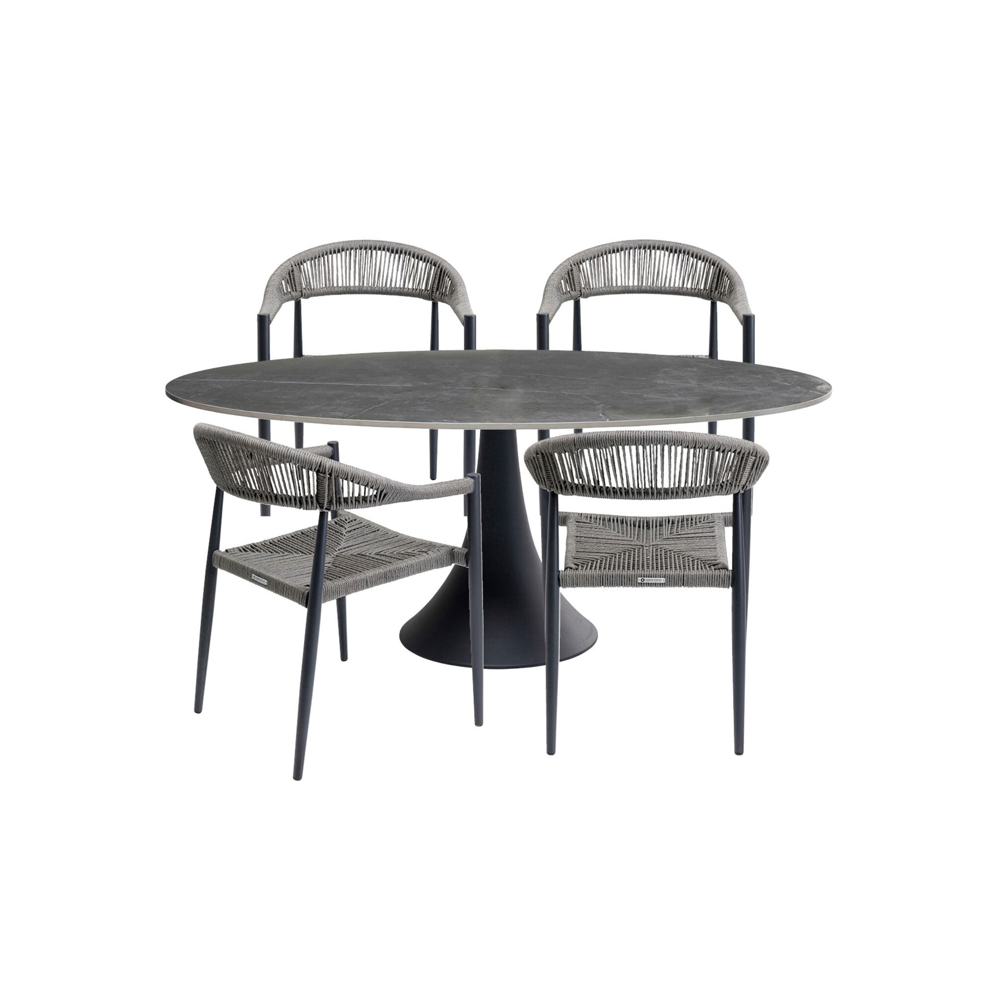 Ensemble de jardin Possibilita table 180cm et 4 chaises grises Kare Design