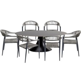 Outdoor set Grande Possibilita table 220cm and 6 chairs grey Kare Design