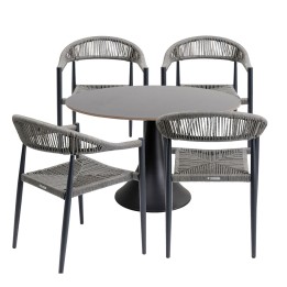 Outdoor set Grande Possibilita table 120cm and 4 chairs grey Kare Design