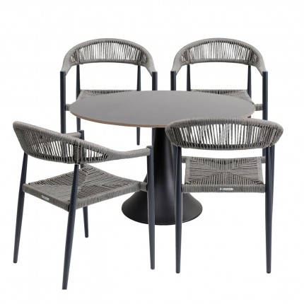 Outdoor set Possibilita table 120cm and 4 chairs grey Kare Design