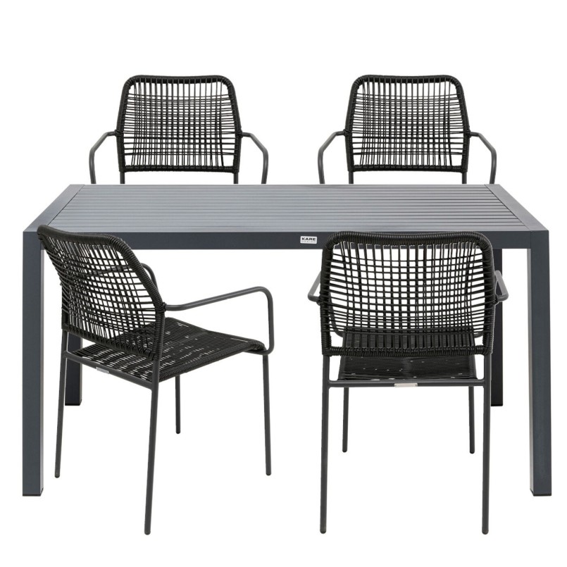 Table à manger et chaises noires de jardin - Madagascar - Kare Design