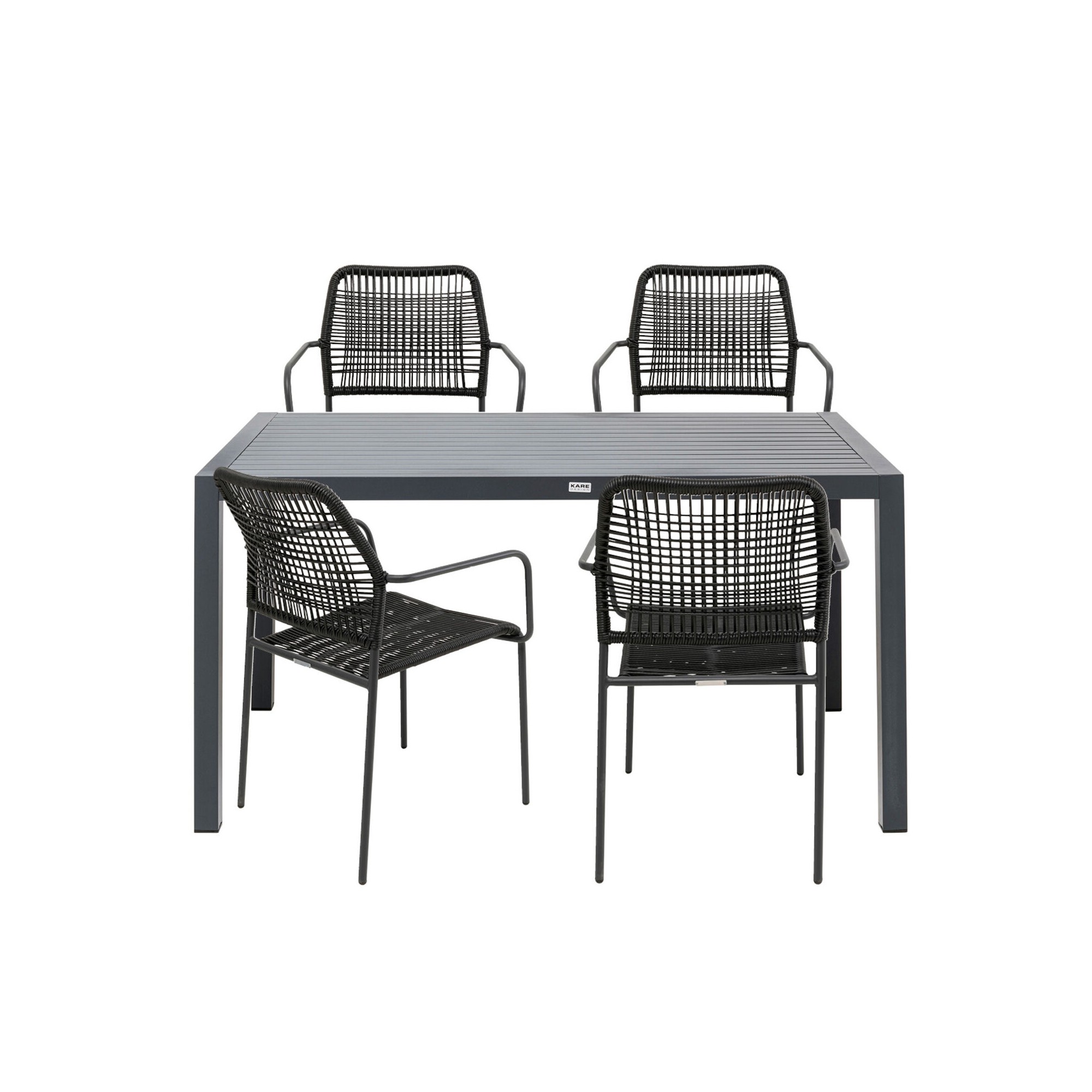 Ensemble de jardin Madagascar table et 4 chaises noires Kare Design