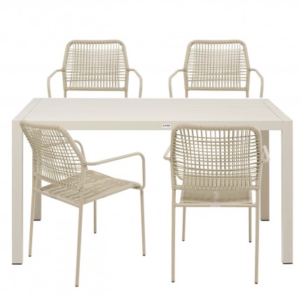 Outdoor set Madagascar table and 4 chairs grey Kare Design