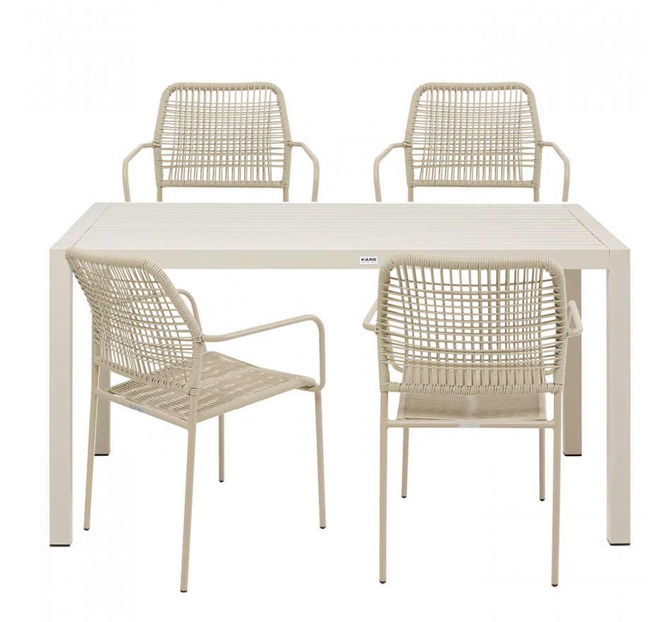 Ensemble de jardin Madagascar table et 4 chaises grises Kare Design Ensemble de jardin Madagascar table et 4 chaises grises Kare Design