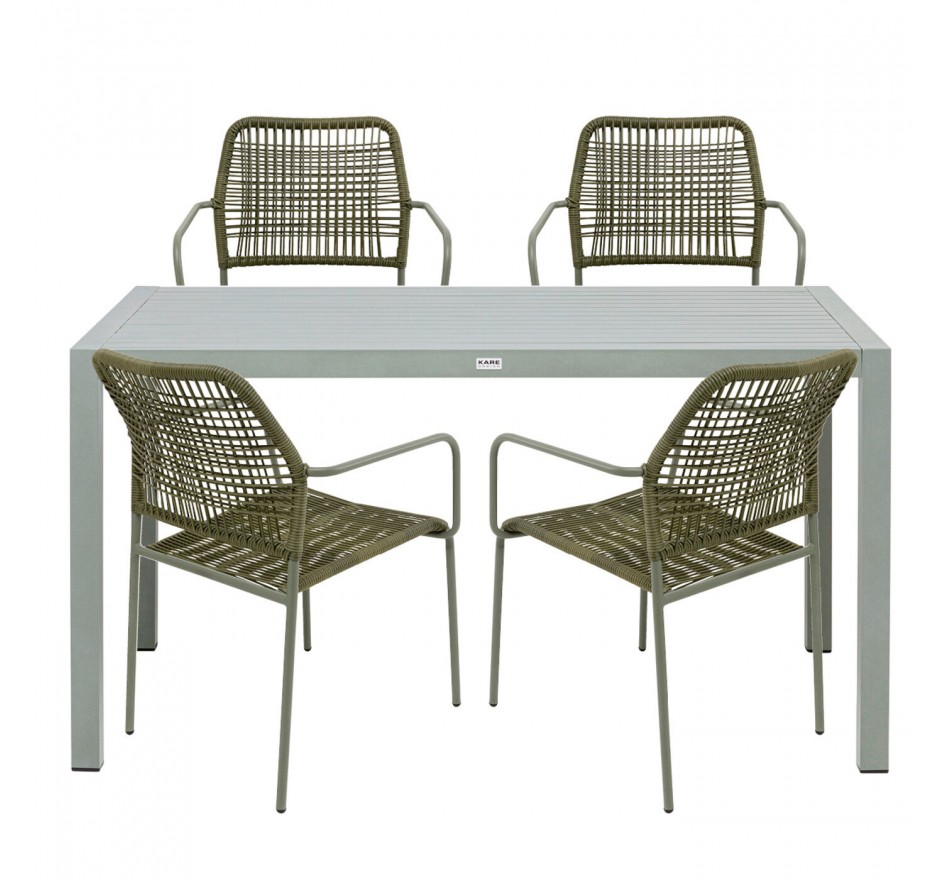 Ensemble de jardin Madagascar table et 4 chaises vertes Kare Design Ensemble de jardin Madagascar table et 4 chaises vertes Kare Design