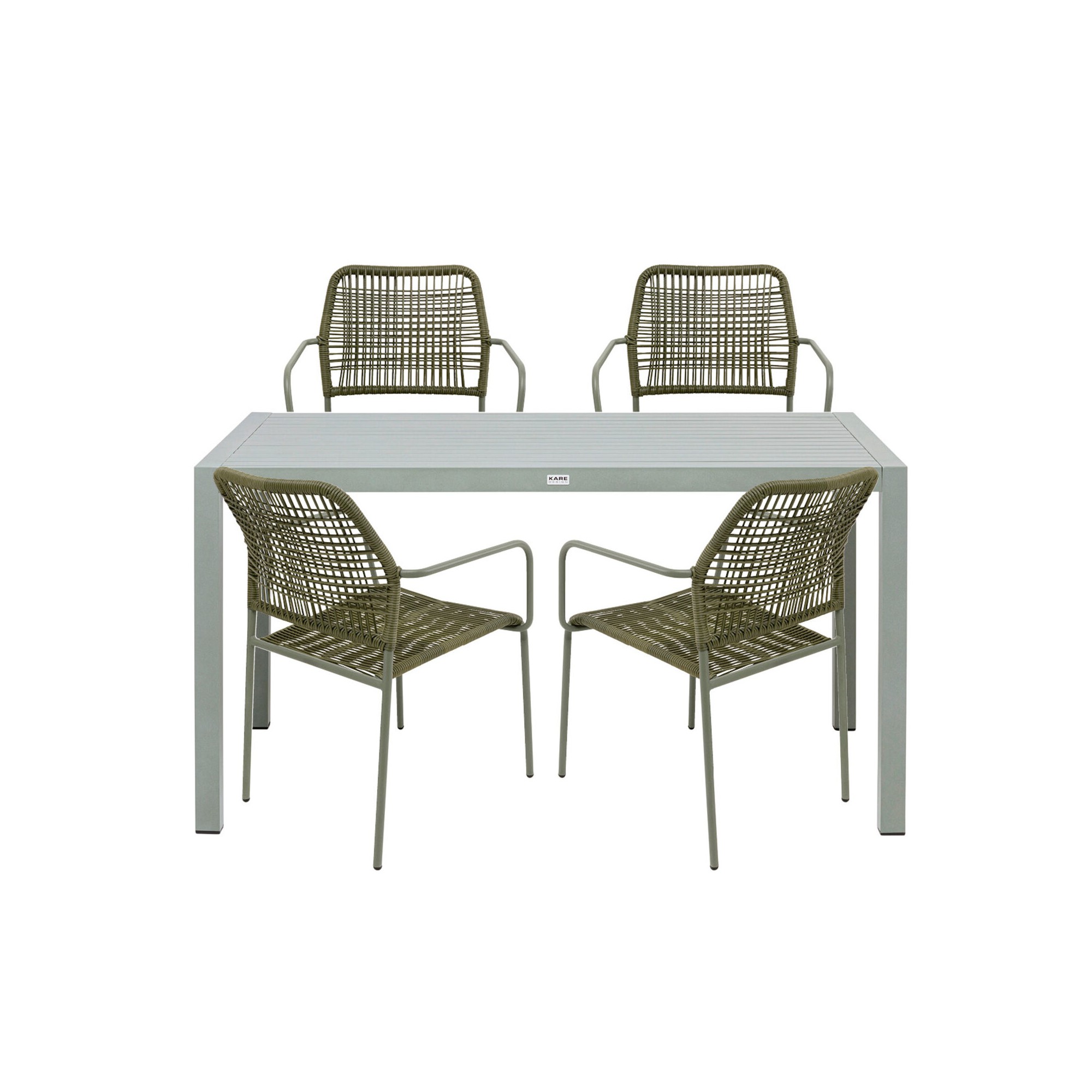 Ensemble de jardin Madagascar table et 4 chaises vertes Kare Design