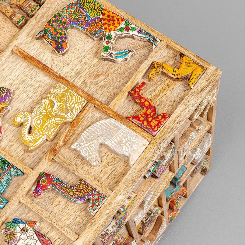 Coffre en bois sculpté motifs animaux - Zoo - Kare Design