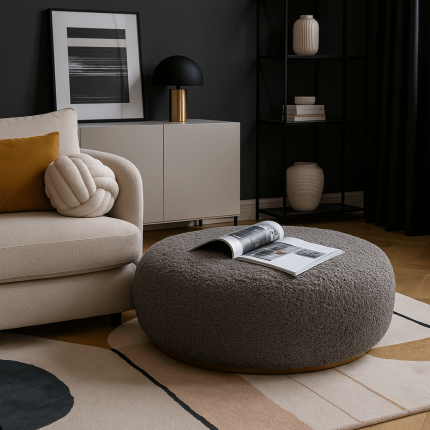 Pouf Pebble Boucle 81cm gris Kare Design Pouf Pebble Boucle 81cm gris Kare Design
