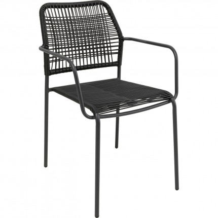 Outdoor set Madagascar table and 4 chairs black Kare Design