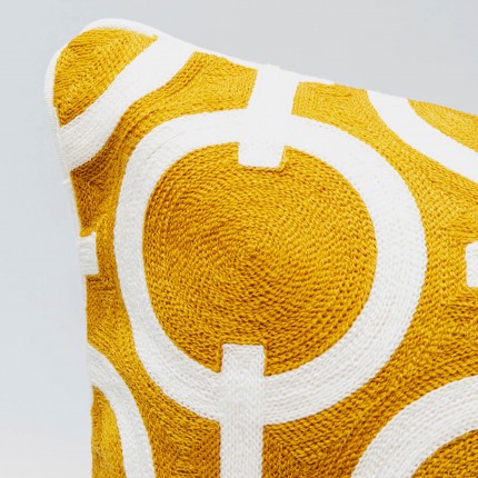 Coussin Catena Chain jaune et blanc Kare Design