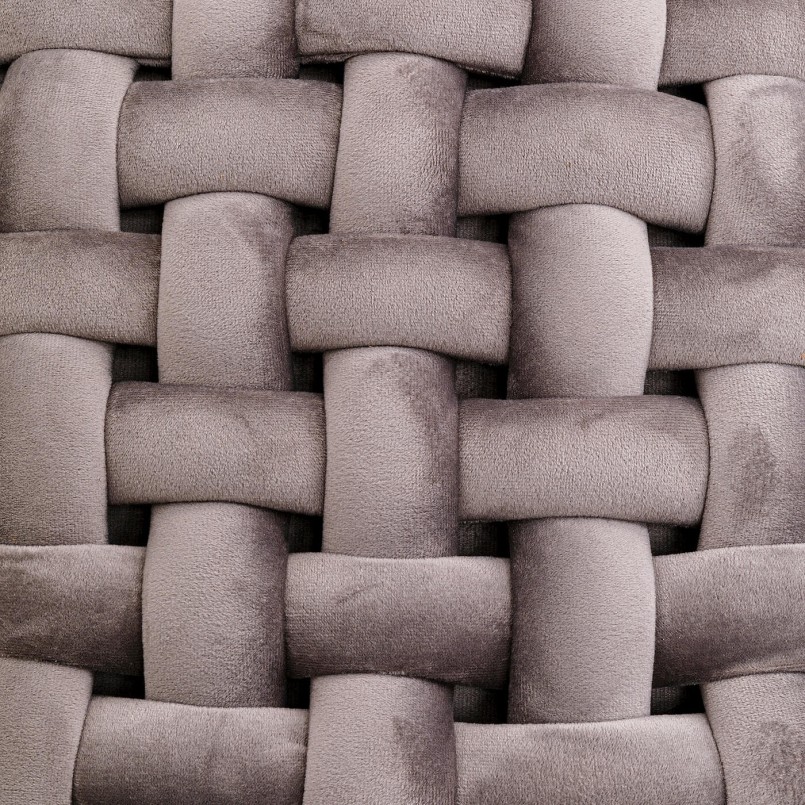 Grey velvet bench with chunky mesh effect - Weave - Kare Design