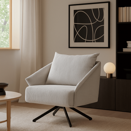 Swivel Armchair Milo velvet beige Kare Design Swivel Armchair Milo velvet beige Kare Design