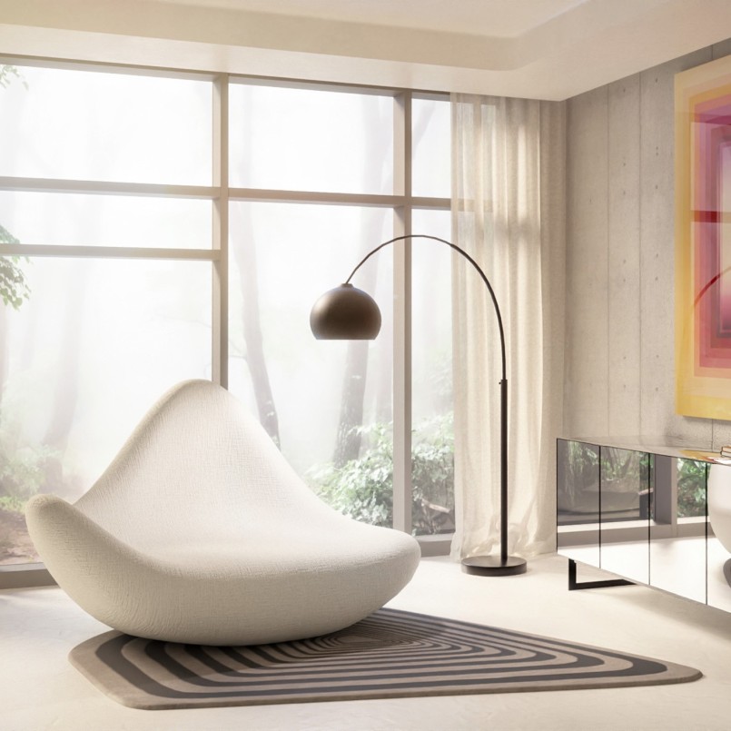 Matte black steel arc floor lamp - Lounge - Kare Design