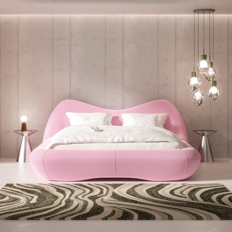 Lampe en verre blanc et ciment rouge - Bollie - Kare Design