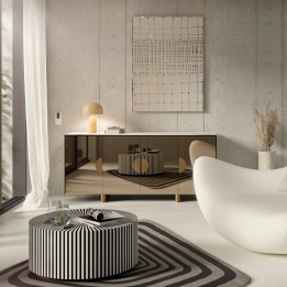 Buffet chic en grès et verre miroir - Lunar - Kare Design