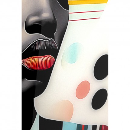 Glass Picture retro yellow woman 80x120cm Kare Design